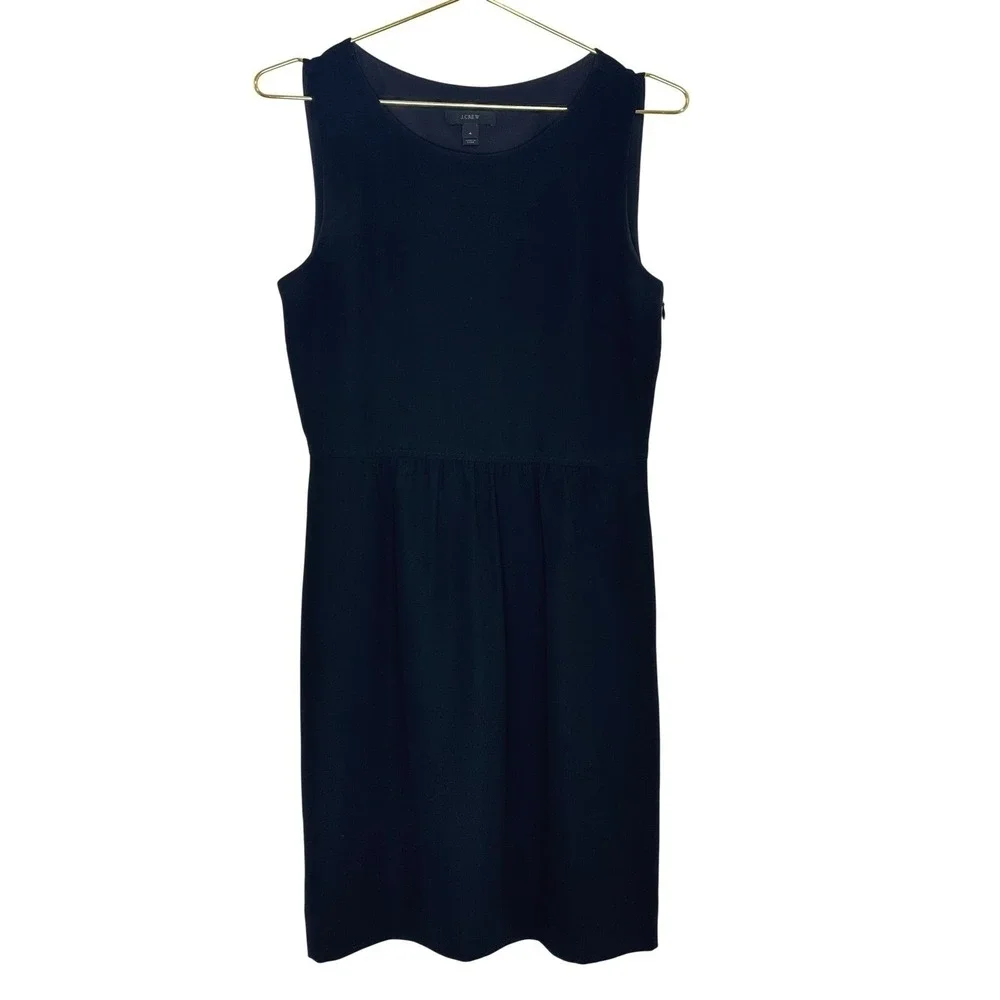 J.Crew Black Sleeveless Sheath Dress Size 4 Fully Lined Side Zip Classic Work